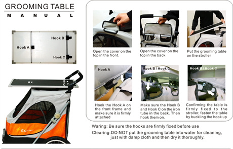 Safari Pet Stroller with Grooming Table - grey/black - Medium // Safari kolica za kućne ljubimce sa stolom za njegu - siva/crna - srednja