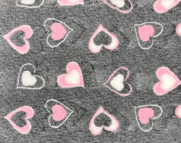 Vetbed sivi - ružičasto/bijela srca