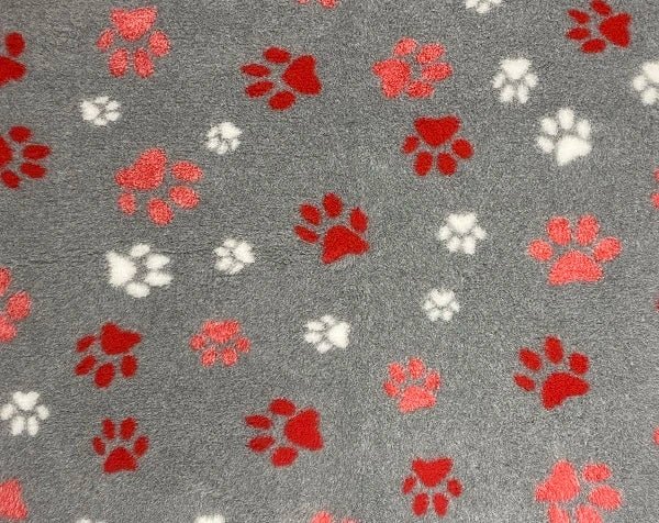 Vetbed svijetlosiva - crvene/ružičaste/bijele šape