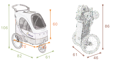 Safari Pet Stroller with Grooming Table  - grey/black - Medium // Safari kolica za kućne ljubimce sa stolom za njegu - siva/crna - srednja