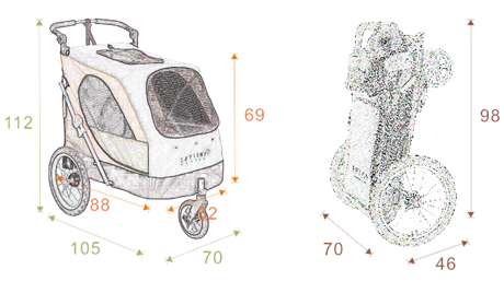 SkyLine Pet Stroller with Grooming Table - light green/black - Large // SkyLine kolica za kućne ljubimce sa stolom za njegu - svijetlo zelena/crna - velika