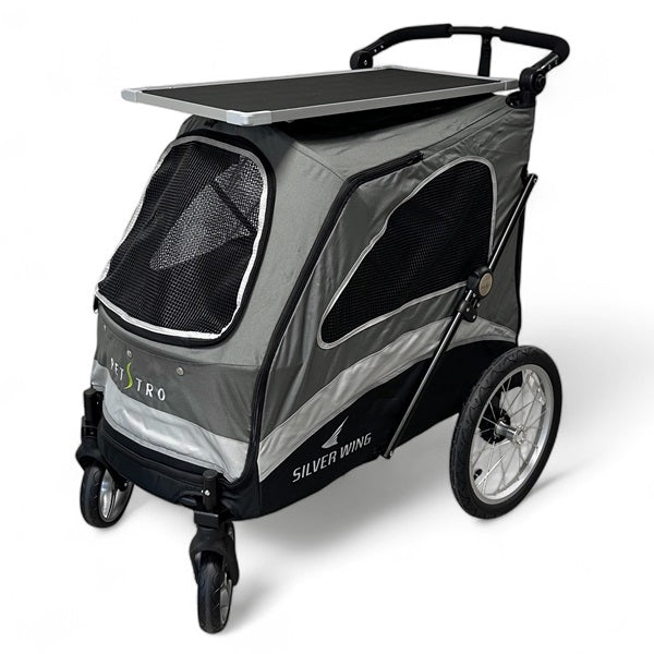 Silver wing Pet Stroller with Grooming Table - grey/black - 4wheels // Silver wing kolica za kućne ljubimce sa stolom za njegu - siva/crna - 4 kotača