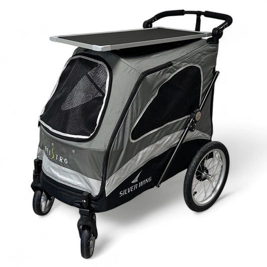 Silver wing Pet Stroller with Grooming Table - grey/black - 4wheels // Silver wing kolica za kućne ljubimce sa stolom za njegu - siva/crna - 4 kotača