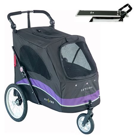 SkyLine Pet Stroller with Grooming Table - black/purple - Large // SkyLine kolica za kućne ljubimce sa stolom za njegu - crna/ljubičasta - velika