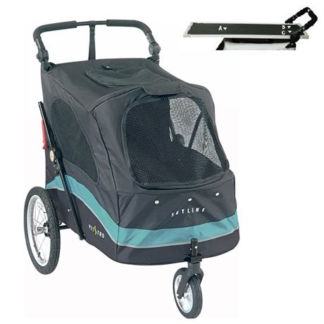 SkyLine Pet Stroller with Grooming Table- black/turquoise - Large / SkyLine kolica za kućne ljubimce sa stolom za njegu - crna/tirkizna - velika