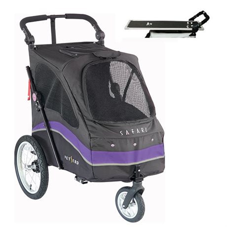 Safari Pet Stroller with grooming table - black/purple- Medium // Safari kolica za kućne ljubimce sa stolom za njegu - crna/ljubičasta - srednja