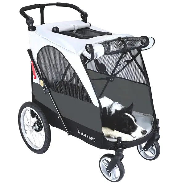 Silver wing Pet Stroller with Grooming Table - grey/black - 4wheels // Silver wing kolica za kućne ljubimce sa stolom za njegu - siva/crna - 4 kotača